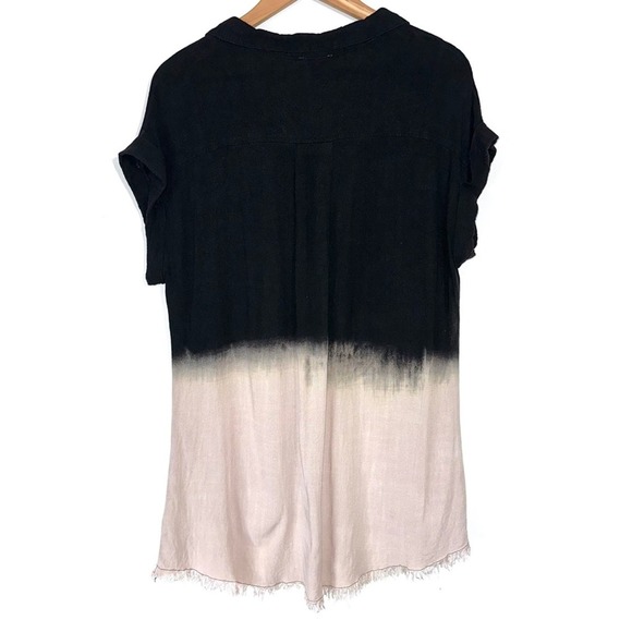 Umgee Bleach Dip Dye Linen Blend Button Down Shirt - Picture 9 of 11